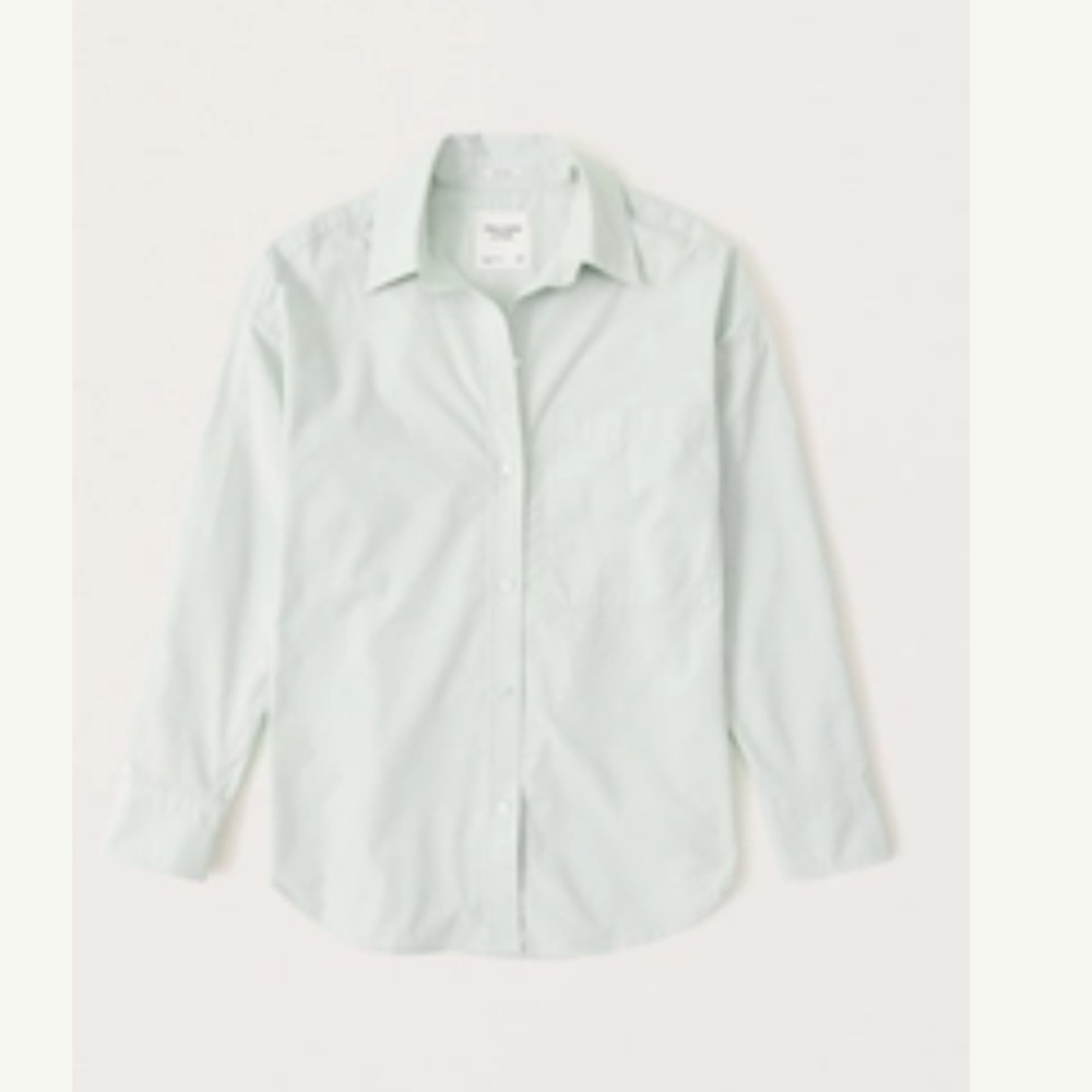 Oversized Poplin Button-Up Shirt - M